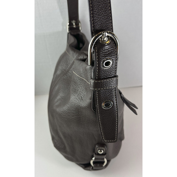 Coach Chocolate Brown Duffle Bucket Bag Pebbled Leather Shoulder Purse F15064 - Picture 11 of 16